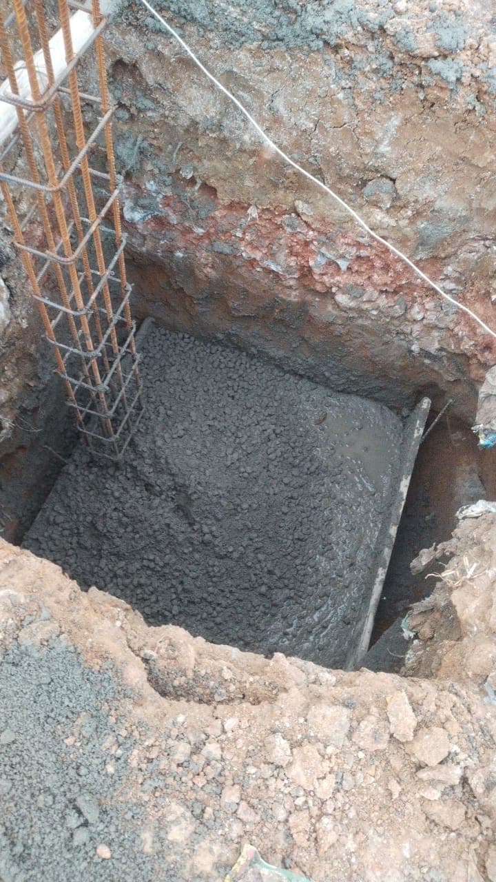 Reinforcing and pouring concrete for foundation