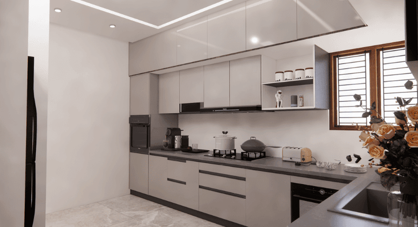 Kitchen with recessed lighting and tiled floor